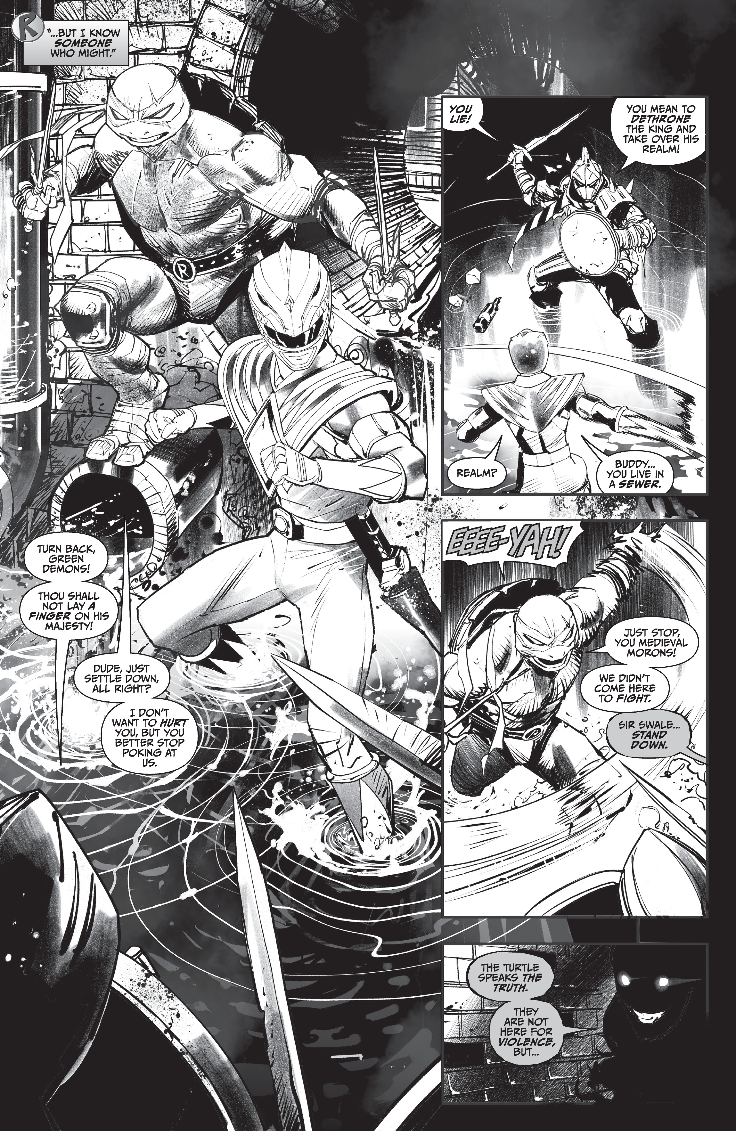 Mighty Morphin Power Rangers / Teenage Mutant Ninja Turtles II  (2022-) issue Black & White 1 - Page 12