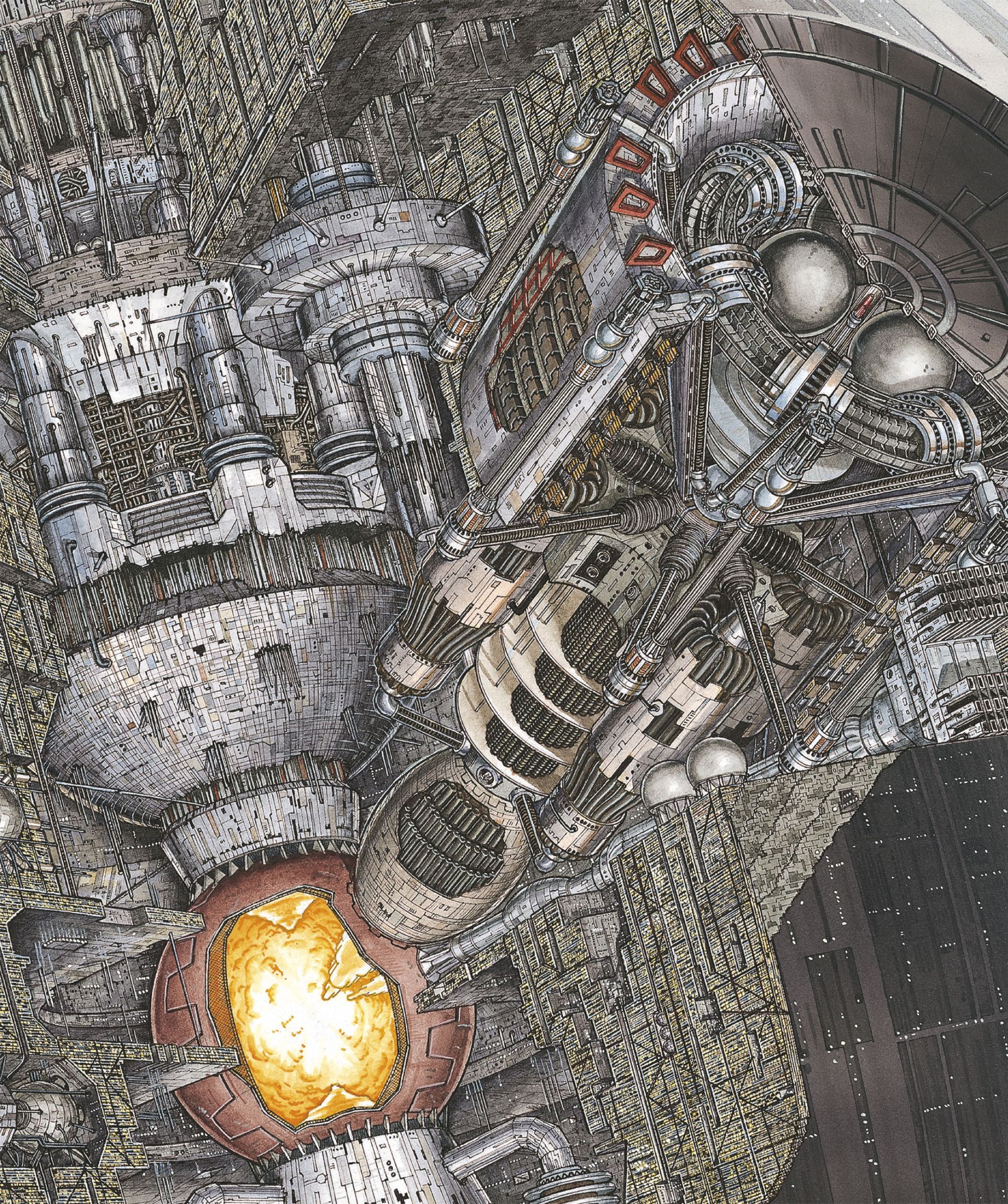 Стимпанк схематика. Корусант звезда смерти. Звезда смерти Звездные войны. Звёздные войны звезда смерти внутри. Реактор звезды смерти.