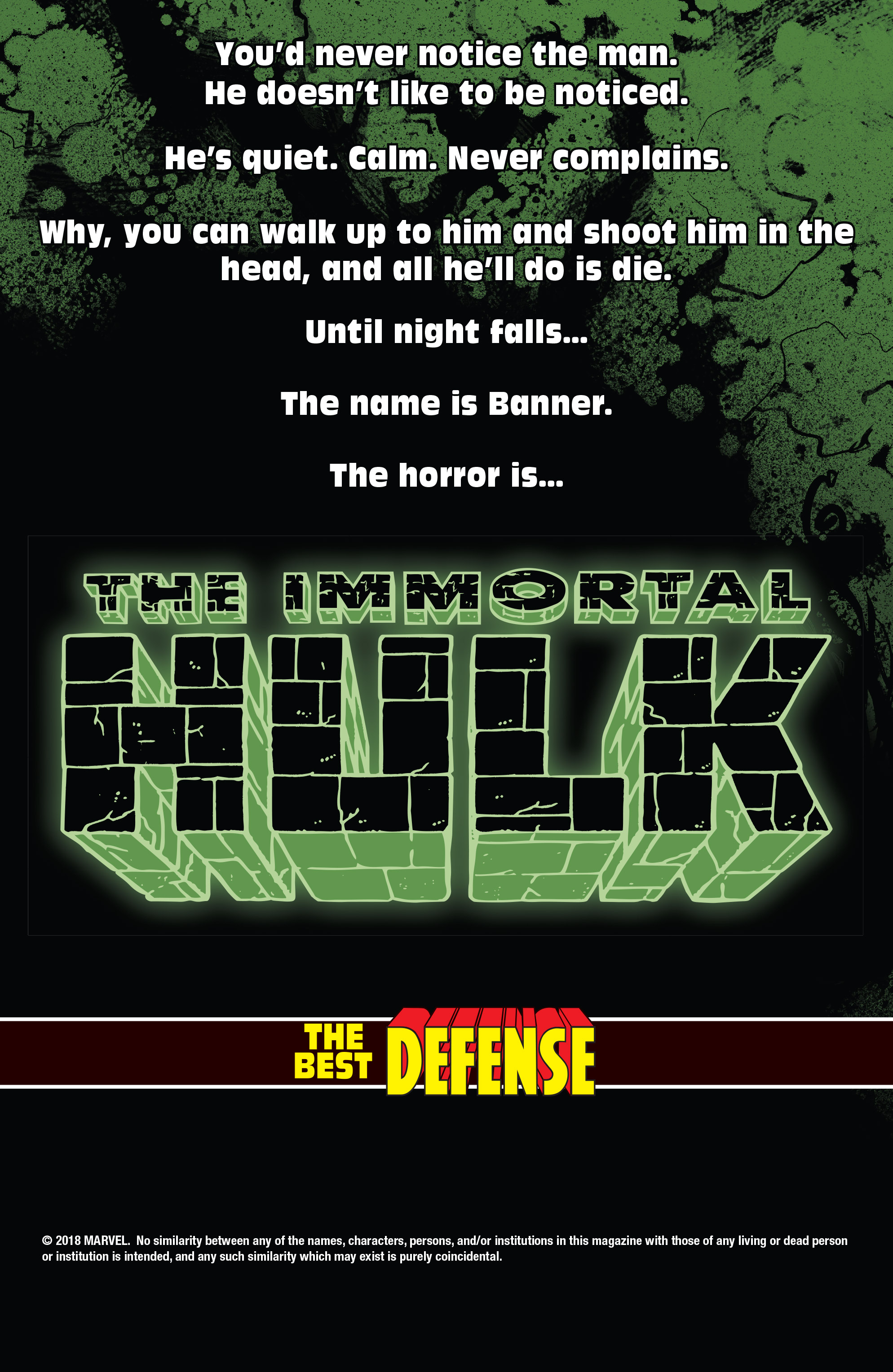 The Immortal Hulk: The Best Defense (2018): Chapter 1 - Page 2